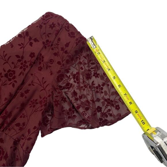 VTG CDC Evening Y2K Floral Emboss Velvet Maxi Dress 10 Burgundy Whimsigoth Vamp - Picture 11 of 13